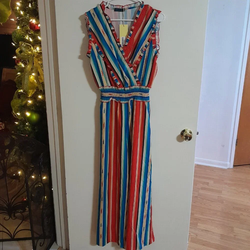 NWT FASHION EXPRESS Women's Jumpsuit Cavenders Western Wear Size L - Picture 2 of 10